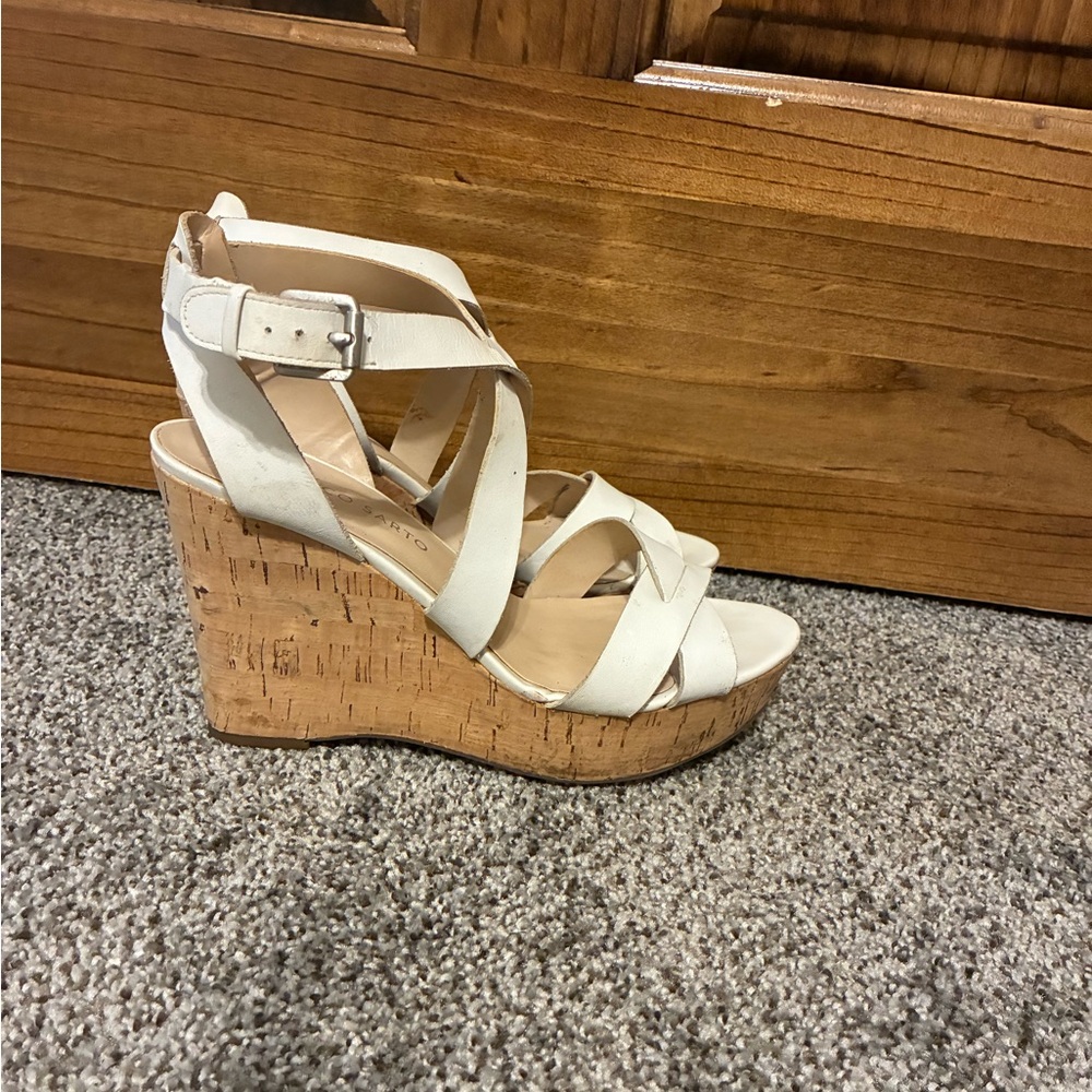 Franco Sarto Cream Wedge Sandals
